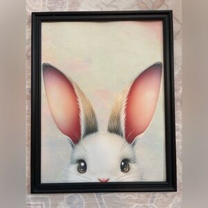 Cute Framed 8x10” Peeking Bunny Face Print, Bunny Rabbit, Bunny Lover Gift,